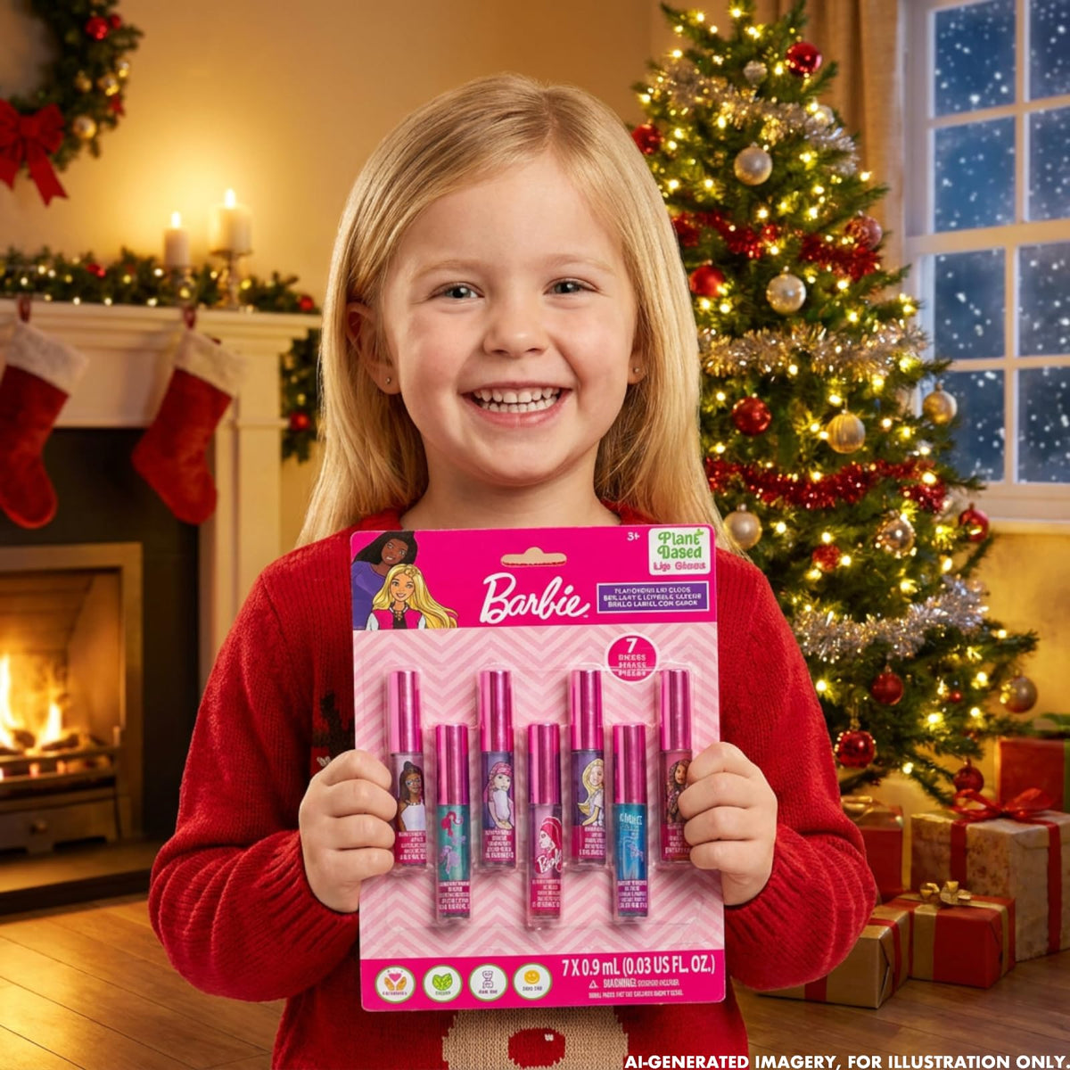 Barbie Lip Gloss Set, 7-Piece Plant-Based, Ages 3+