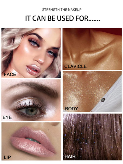 Glitter Powder Highlighter Makeup, Body Brightens the Natural Three-Dimensional Face Blusher Fairy Highlight Patting Powder. (01#White Moonbeam)