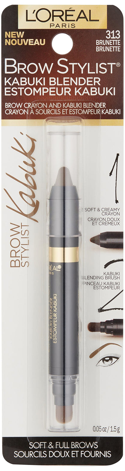 L'Oreal Paris Brow Stylist Kabuki Blender Brow Crayon, Brunette, 0.05 oz.