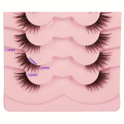 Gmagictobo Half Lashes Cat Eye Clear Band Lashes Fluffy False Eyelashes Natural Wispy 3D Faux Mink Lashes Pack Soft Strips Fake Eyelashes 7 Pairs