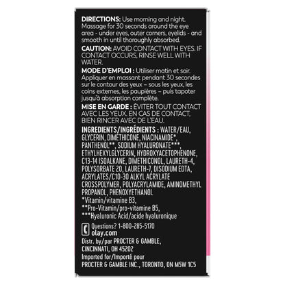 Olay Active Hydrating Eye Gel, Fragrance-Free, Anti-Aging Eye Cream with Hyaluronic Acid and Niacinamide, 0.5 oz