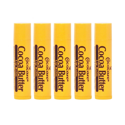 Cococare Cocoa Butter Lip Balm – Cocoa Butter, Vitamin E & Aloe Vera - Paraben-Free Daily Lip Moisturizer, Lip Color Primer, Cold Weather & After Sun Care - 0.15 oz, 5 Pack