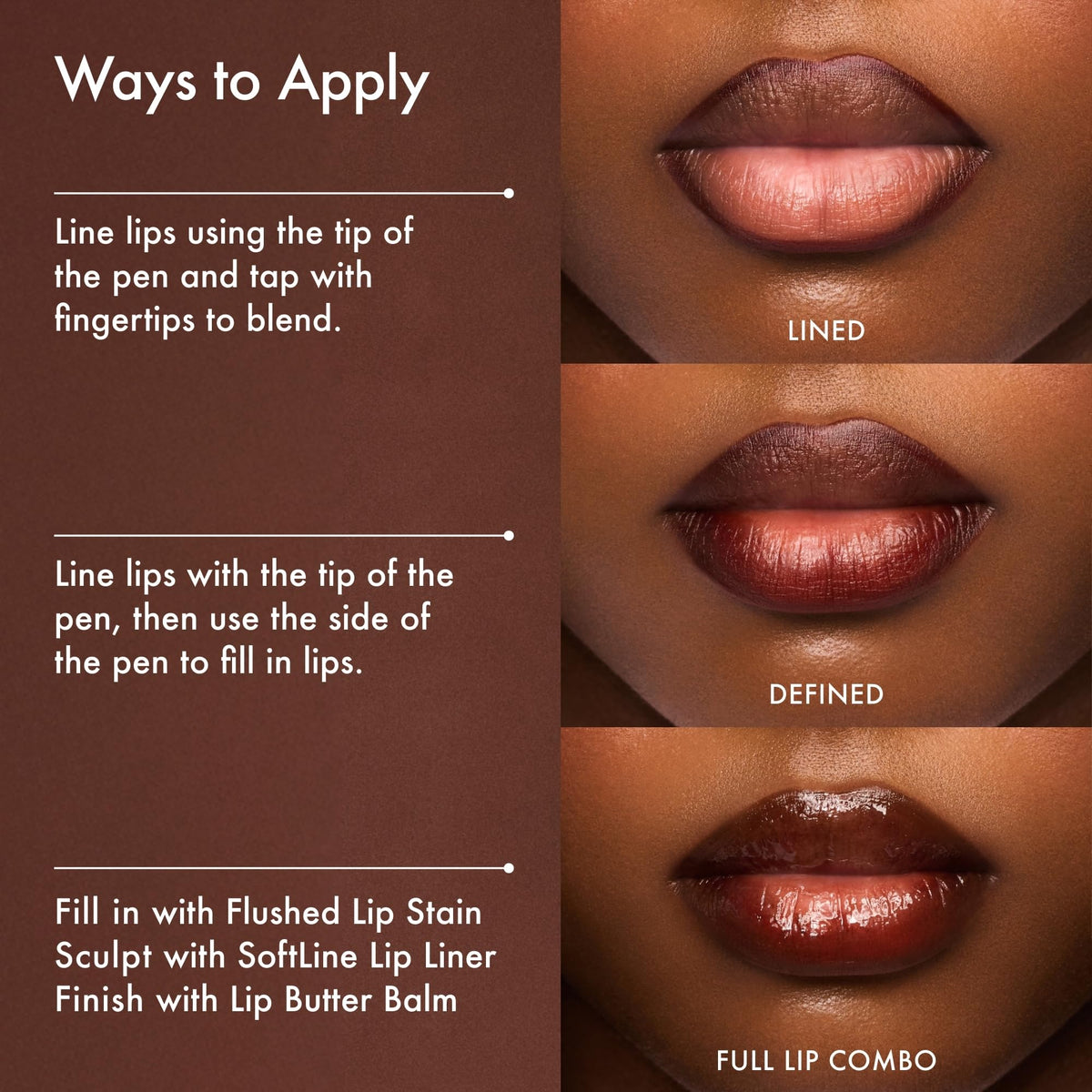 Summer Fridays Flushed Lip Stain Liner, 12hr Wear & Transfer-Proof, Mocha