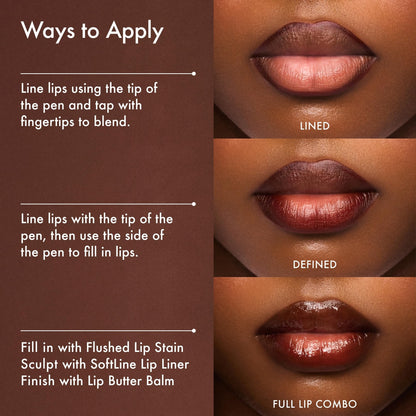 Summer Fridays Flushed Lip Stain Liner, 12hr Wear & Transfer-Proof, Mocha