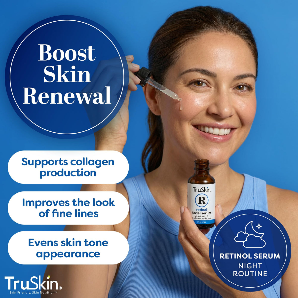 TruSkin Retinol Serum for Face with Hyaluronic Acid & Cica, 1 fl oz