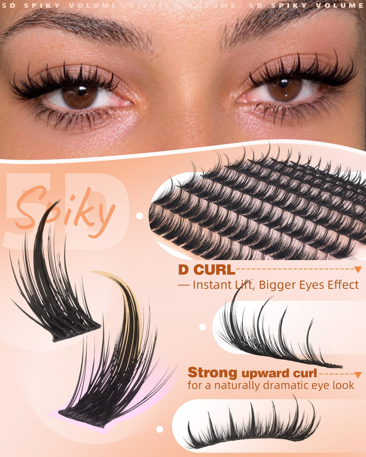 Geeneiya Manga Lash Clusters with Spikes D Curl Eyelash Clusters 10-16mm