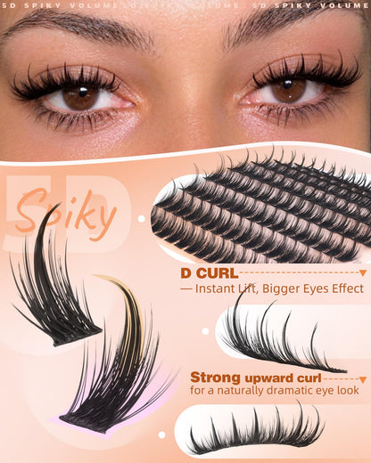 Geeneiya Manga Lash Clusters with Spikes D Curl Eyelash Clusters 10-16mm