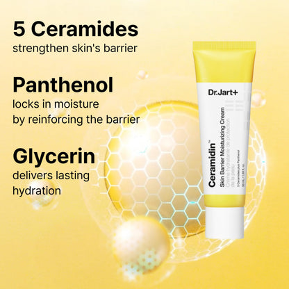 Dr.Jart+ Ceramidin Skin Barrier Korean Face Cream Moisturizer with Ceramides and Panthenol | Korean Skin Care | Travel Size, 0.5 Fl Oz