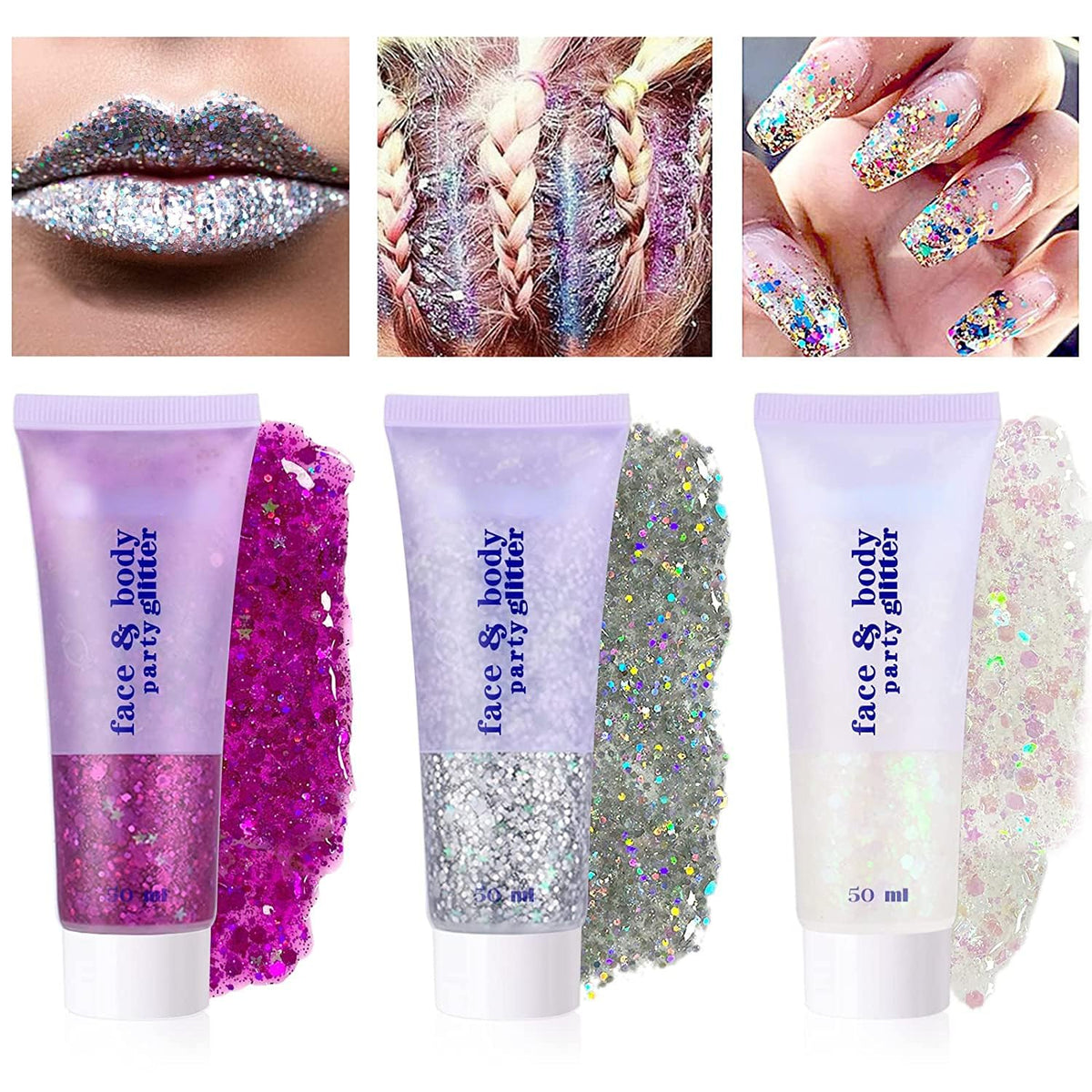 PAQIMAN Gold Body Glitter,Sparkling Neon Outfit Party Holographic Sequins Paint Body Glitter Gel Makeup. (02# Gold)