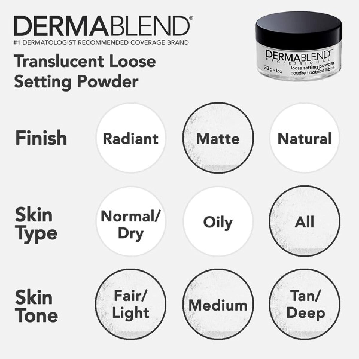 Dermablend Loose Setting Powder, Translucent, 1 Oz