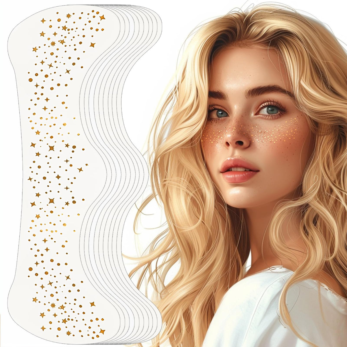 Glitter Freckles Face Tattoo,10pcs Gold Sparkle Freckles