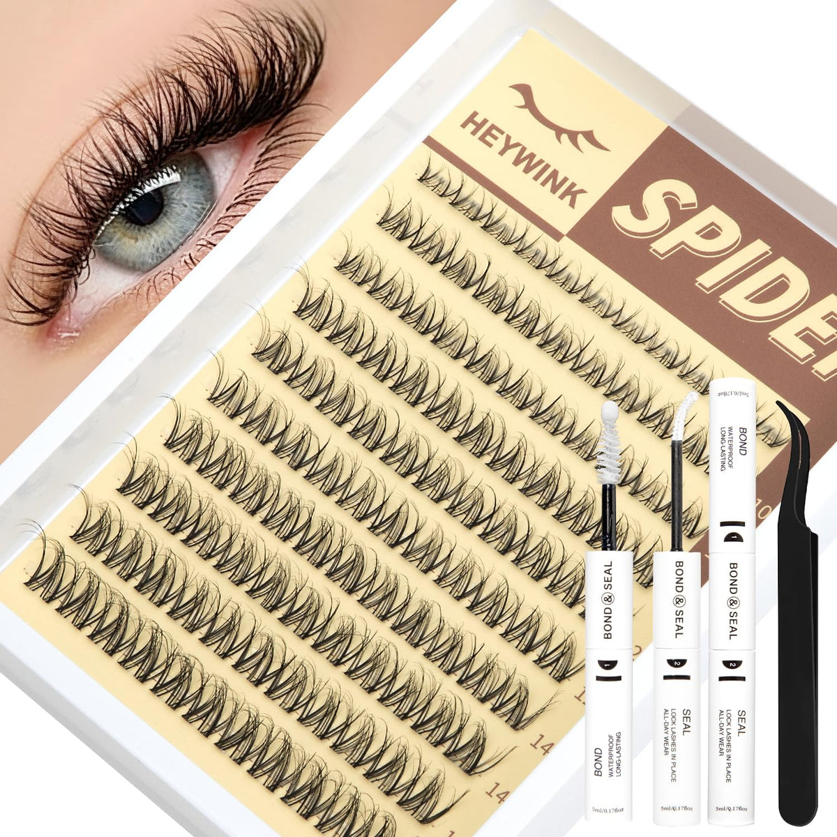 HEYWINK Spider Breeze Lash Clusters Kit Natural Eyelash Clusters 8-16mm