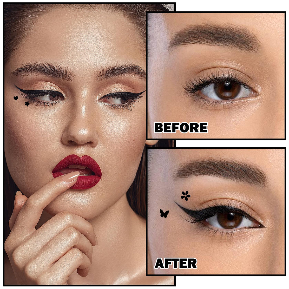 XINGXYUEL 5PCS Double-headed Liquid Winged Black Eyeliner Stamp Pen Set