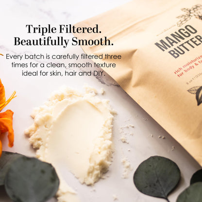 Mango Butter - 100% Pure Raw Mango Seed Butter Unrefined, 8 oz Block