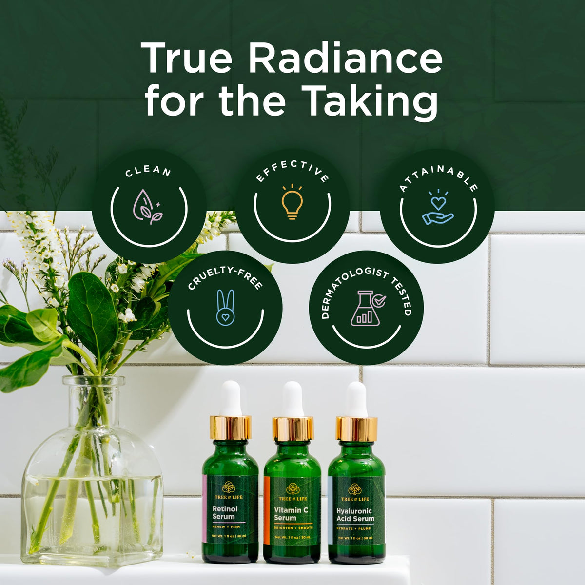 Tree of Life Face Serum Skin Care, Facial Serum for Women and Men, Set of 3