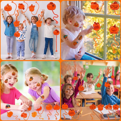 48 PCS Pumpkin Party Favors - 24 Temporary Tattoos & 24 Stick Hands