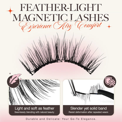 LASHVIEW Upgrade Magnetic Eyelashes with Applicator Reusable Soft Magnetic Eyelashes Natural Look No Glue Needed Lashes Kit Easy to Wear and Remove(A02)