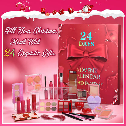UCANBE 2026 Makeup Advent Calendar, 24-Day Christmas Makeup Gift Set for Women & Teen Girls, 2026 Xmas Beauty & Cosmetic Essentials Countdown Calendar Holiday Surprise Make Up Gift Kits Full Kit (Red)