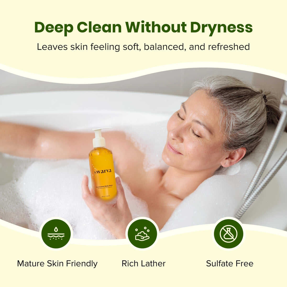 Swarva Japanese Persimmon Body Wash | Odor Cleanser - Sensitive Gel, 2 Pack