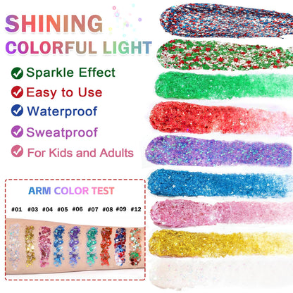 IONSGAKO Halloween Body Glitter Stick,Black Orange Purple Hair Face Glitter