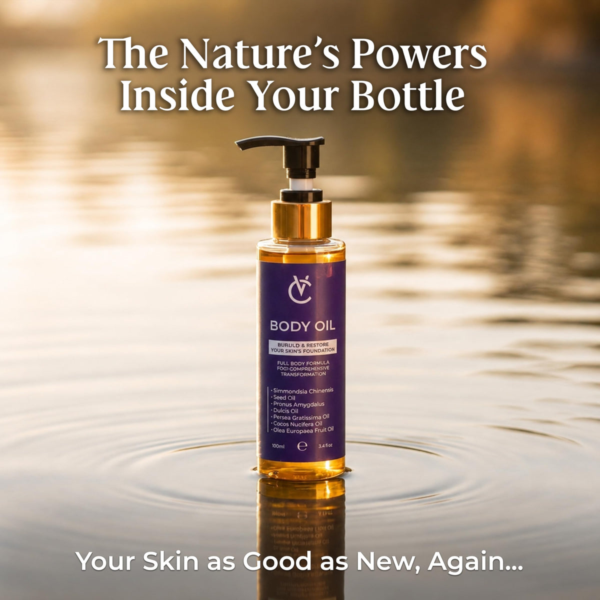 vitae charm Body Oil for Crepey, Dry & Mature Skin | 3.4 fl oz | 9 Oils Mix