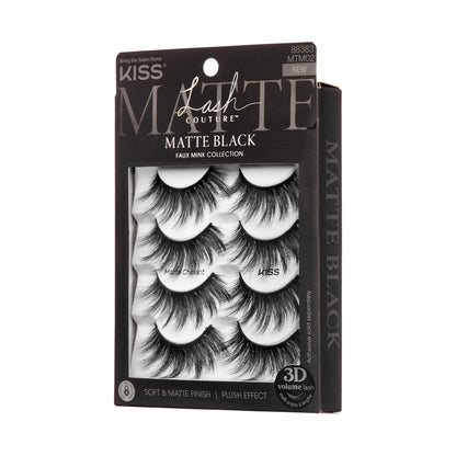 Kiss Matte Black, False Eyelashes, 'Matte Cheviot', 18mm-20mm, Includes 4 Pairs Of Lashes, Easy to Apply, Reusable Lash Clusters
