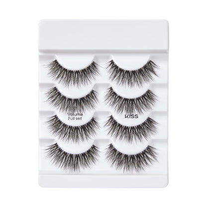 Kiss Lash Couture Luxtensions Collection False Eyelashes Multipack, 'Volume Full Set', 14 mm, Super Slim Band, Light & Flexible Wear, Flat Lash & Laser Cut Technology, Includes 4 Pairs of Strip Lashes