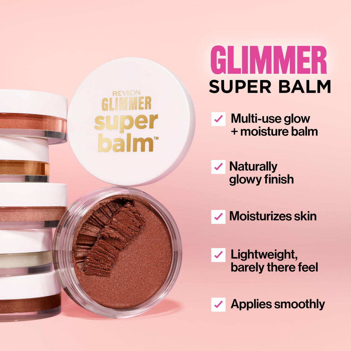 Revlon Glimmer Super Balm, Multi-Use Makeup, 002 Cocktail Hour, 0.06 oz