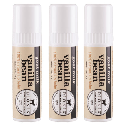 Dionis Goat Milk Jumbo Lip Balm for Dry Chapped Lips, Vanilla Bean, 3 Pack