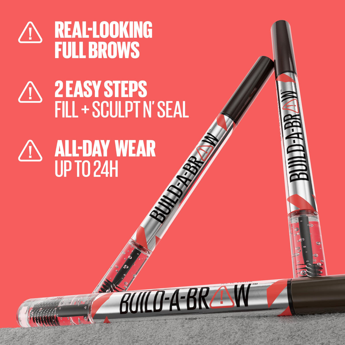 Maybelline Build-A-Brow 2-in-1 Brow Pen and Sealing Eyebrow Gel, Eyebrow Makeup for Real-Looking, Fuller Brows, Ash Brown, 1 Count