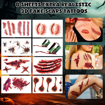 Joker Tattoos Halloween - HAHAHA Damaged JOKER Smile Temporary Tattoos Fake Tattoo Stickers Joker Costume Masquerade Cosplay Party Accessories Makeup Waterproof