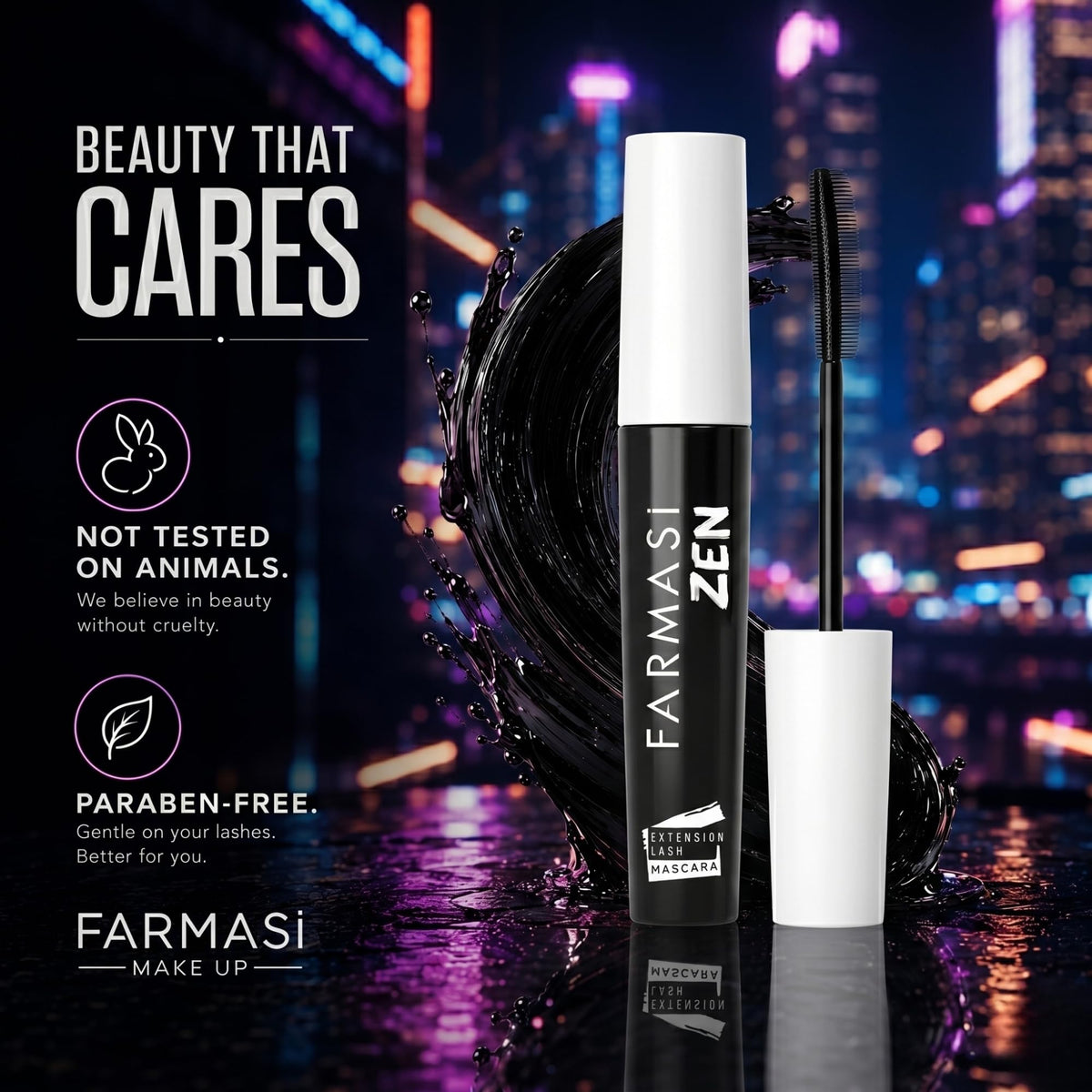 Farmasi Zen Extension Lash Mascara, Volumizing, Lengthening, Blackest