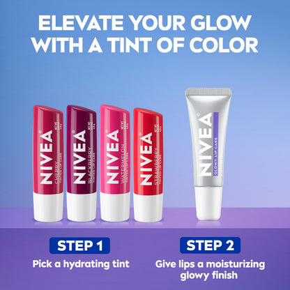 NIVEA Glowy Lip Care, Hydrating Lip Balm, 0.35 FL OZ