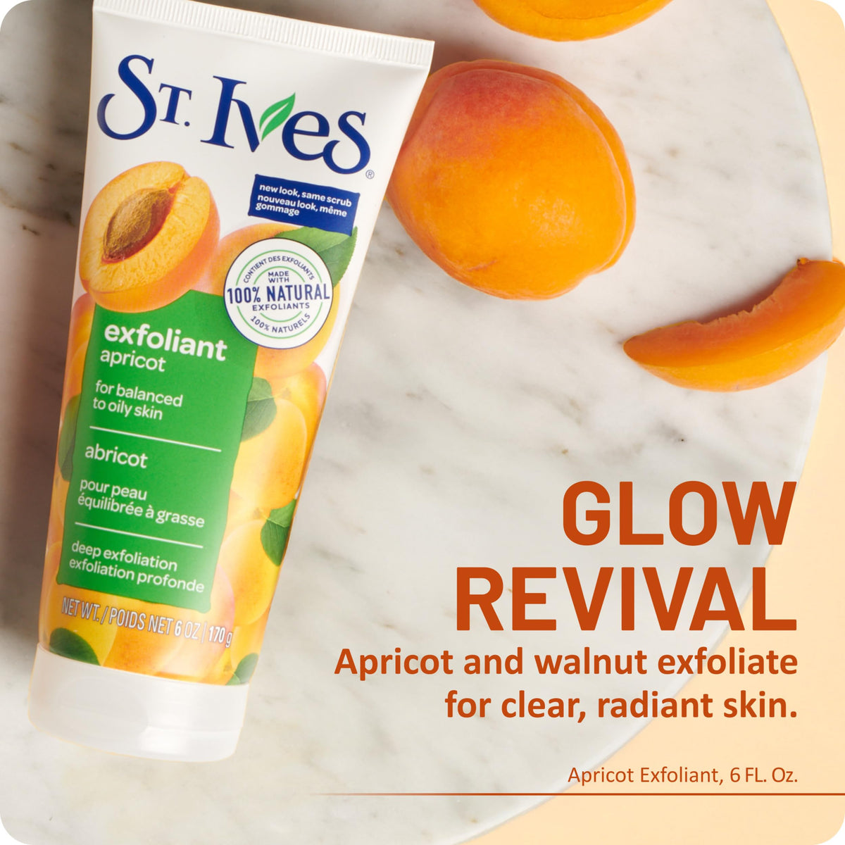 St. Ives Fresh Skin Apricot Face Scrub, Deep Exfoliator Skin Care for Clean, Glowing Skin, Oil-free Facial Scrub Made with 100% Natural Exfoliants, 6 oz, 4 Pack