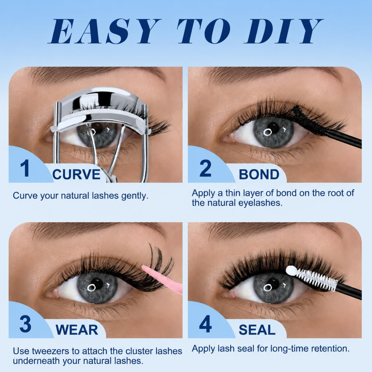 720Pcs Lash Clusters Kit Wispy Volume 30D 40D 50D 60D Cat‑Eye Doll‑Eye Look