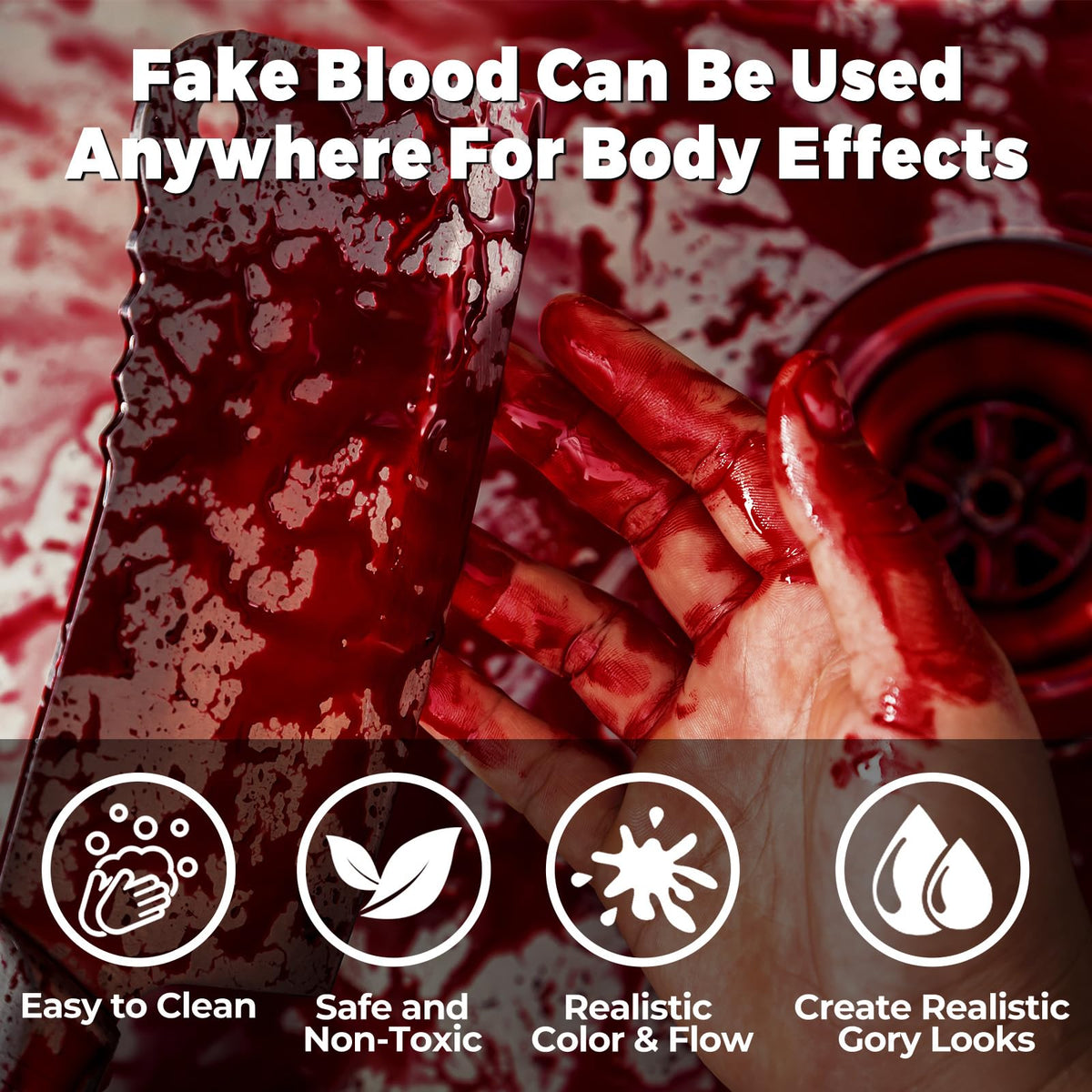 BOBISUKA Realistic Fake Blood Spray, Washable SFX Makeup Blood (Dark,50ml)