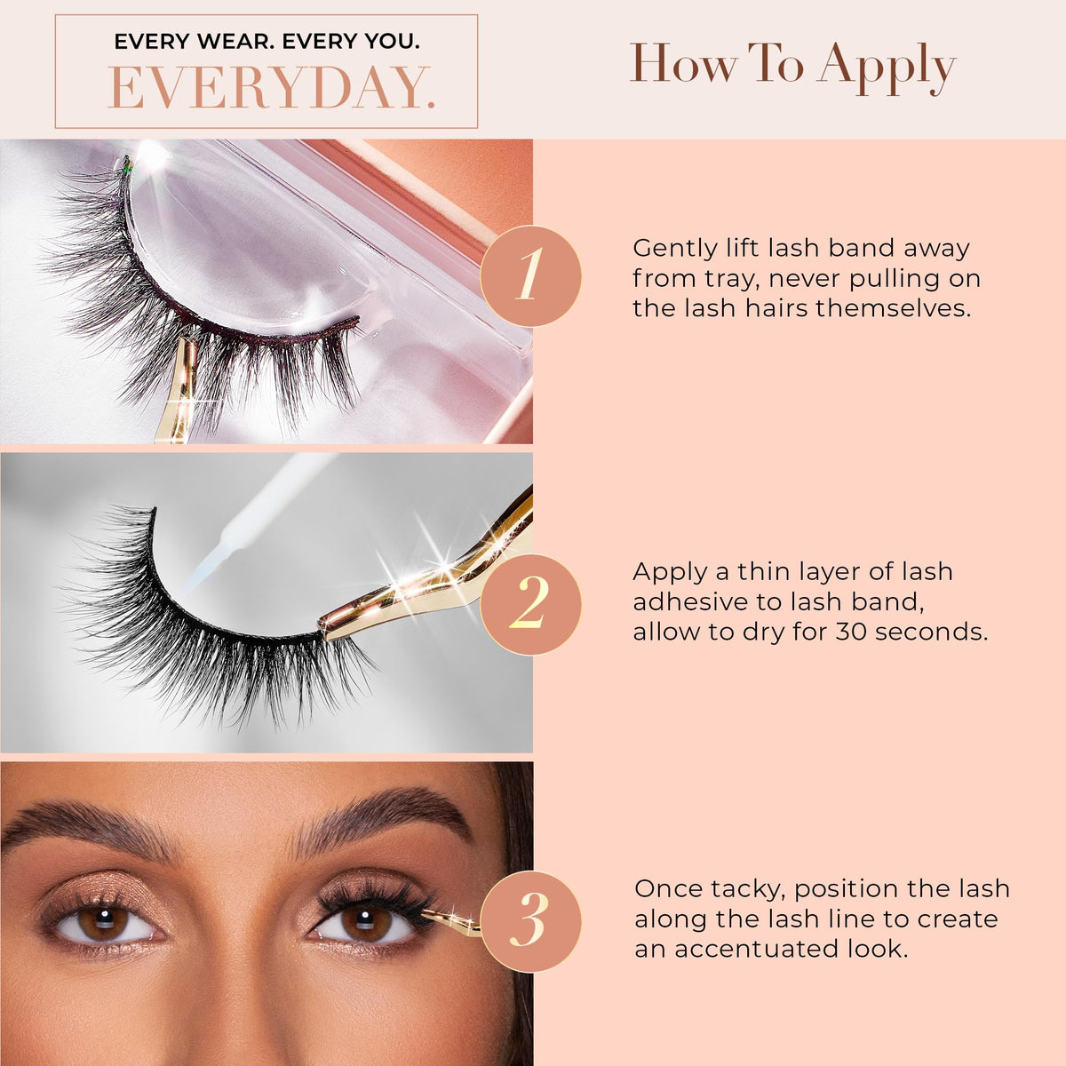 Lilly Lashes Everyday Blushing Natural Lashes, Faux Mink Natural Eyelashes, False Eyelashes Everyday Use, Individual Lashes Reusable up to 20x, No Lash Glue Included (13mm)