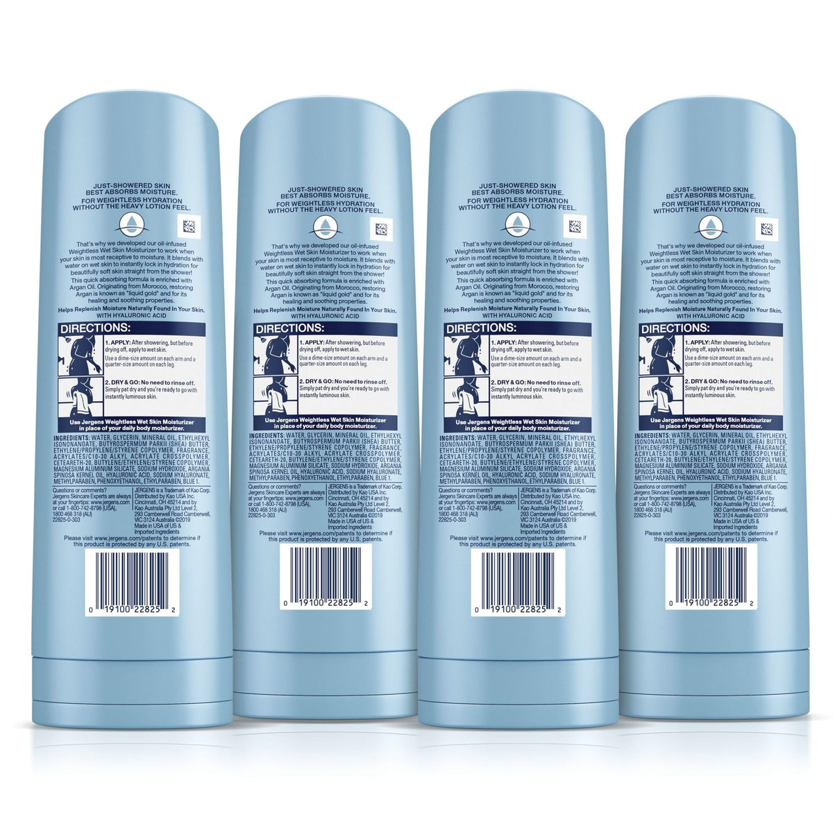 Jergens In Shower Lotion For Dry Skin, Wet Skin Moisturizer, 10 oz, 4 Pack