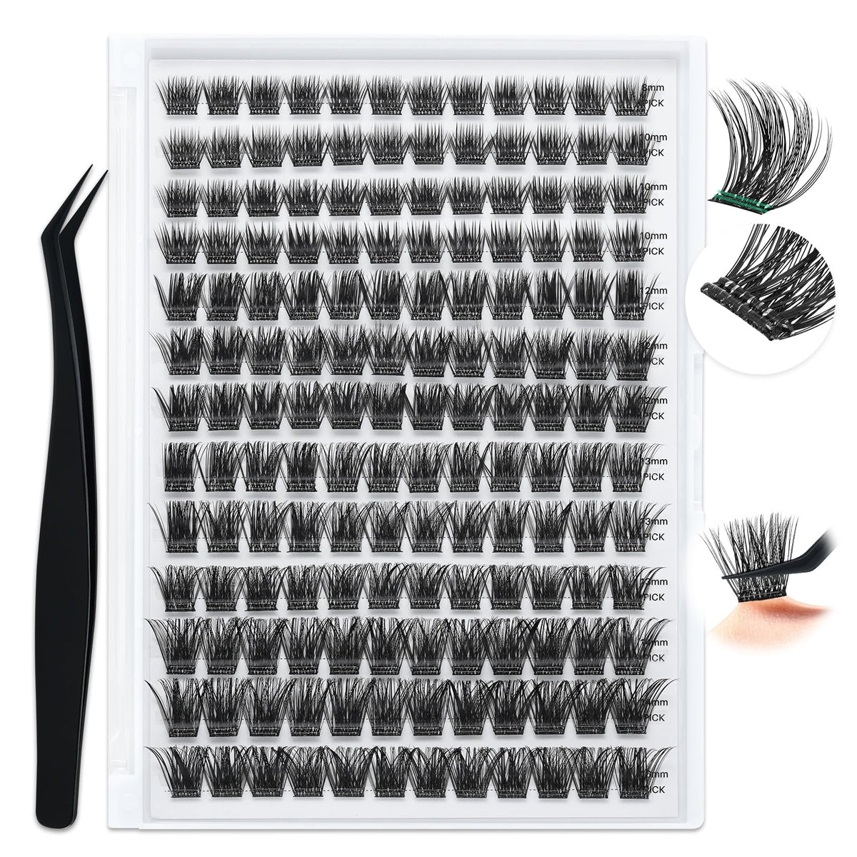 LASHSUN Self Adhesive Wispy Lash Clusters Kit, Mixed Length 8mm-16mm156pcs