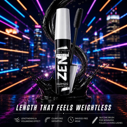 Farmasi Zen Extension Lash Mascara, Volumizing, Lengthening, Blackest