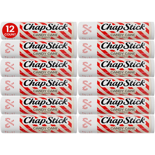ChapStick Bulk Lip Balm, Candy Cane 12-Pack, 0.15 Oz Ea