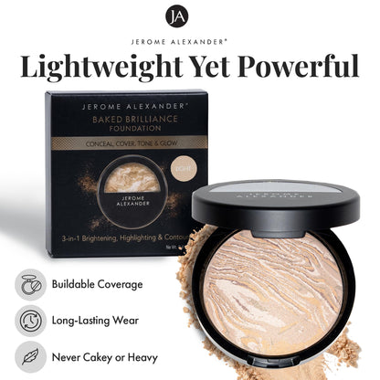 Jerome Alexander Baked Brilliance Powder Foundation - Light