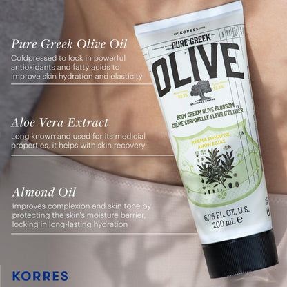 KORRES Pure Greek Olive Body Cream, Olive Blossom, 6.76 Fl Oz
