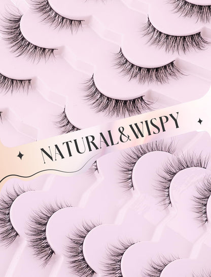 Natural Lashes Mink Natural Eyelashes False Eyelashes Natural Look False Lashes Wispy Eye Lashes Cat Eyelashes Fake Lashes UK222