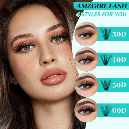 AMZGIRL Lash Clusters Kit 640Pcs, 9-16mm Mix Lashes, 30D+40D+50D+60D