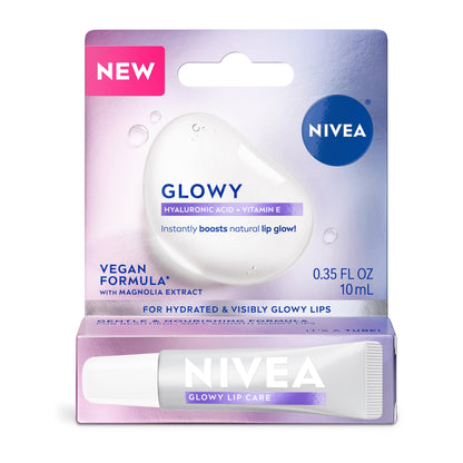 NIVEA Glowy Lip Care, Hydrating Lip Balm, 0.35 FL OZ