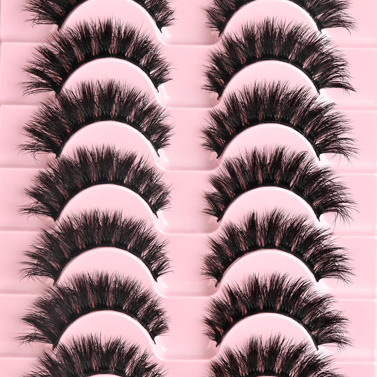 FARRED False Lashes Wispy Natural Strip Eyelashes 14mm Cat Eye Mink Lash Strips Full Volume Fake Cateye Eyelash Pack Natural Look 10 Pairs Short Thick Fluffy Pestañas Postizas for Women