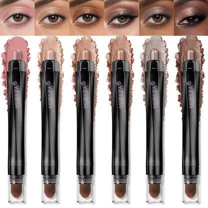 LUXAZA PRO Neutral Eyeshadow Stick Makeup 6PCS Set, Brown Nude Metallic Shimmer Matte Cream Eye Shadow Palette Eyeliner Brightener Pencil Crayon, Party Makeup - BROWN CANYON