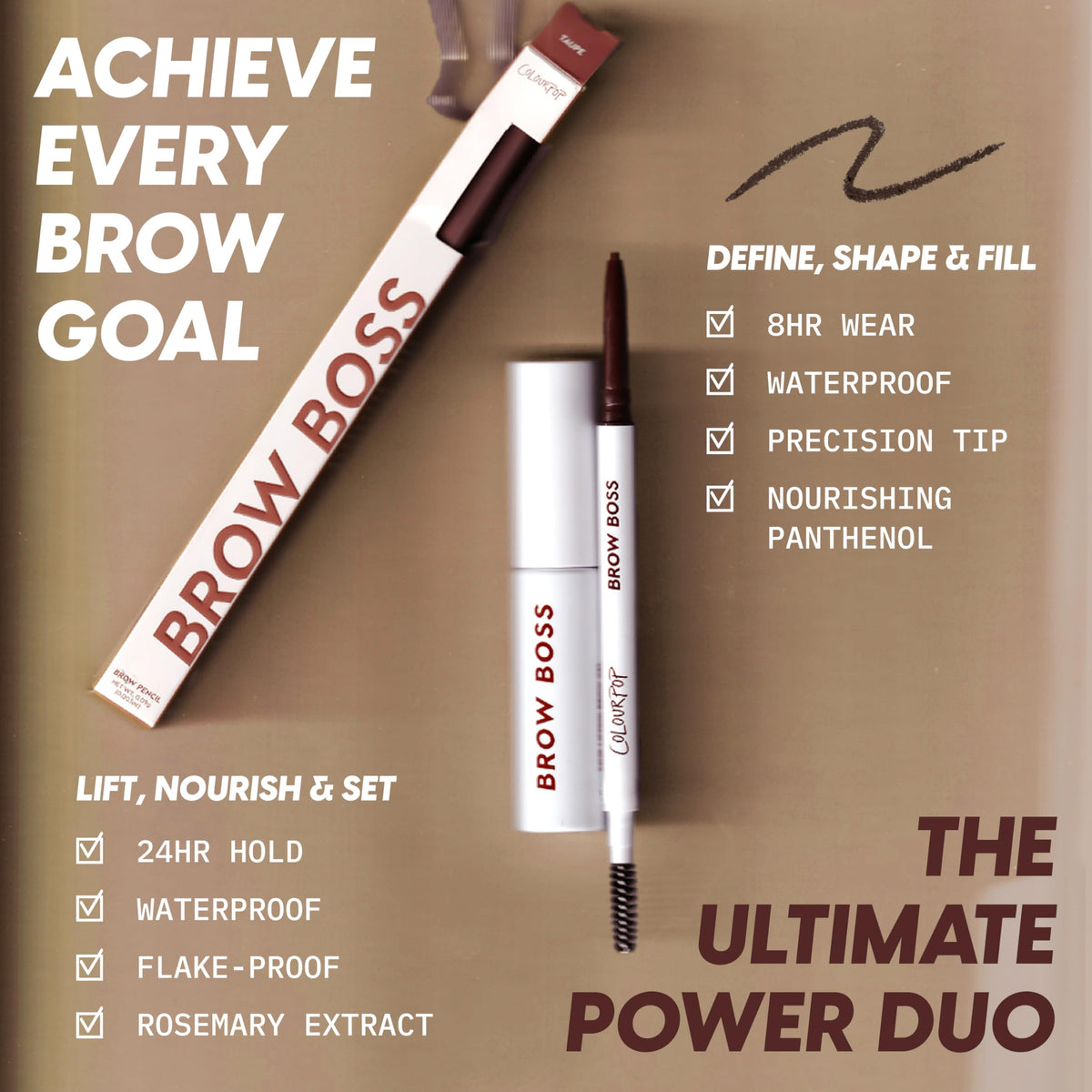 ColourPop Brow Boss Clear Brow Gel - 24HR Lifting Waterproof Eyebrow Gel - Flake-Proof & Zero Residue - Sculpted Hold & Lamination Effect - Infused with Panthenol & Rosemary Extract (0.23 Fl oz)