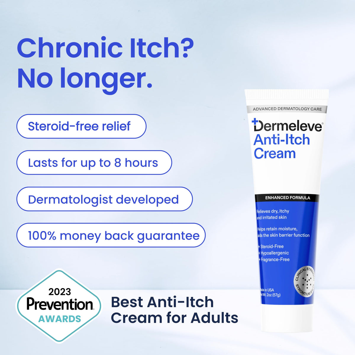 Dermeleve Dermatologist Recommended Steroid Free Anti-Itch Cream, 2oz 1 Ct.